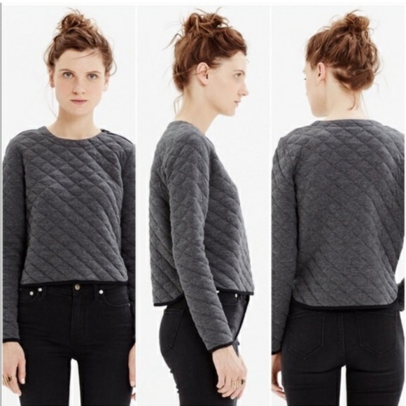 J. CREW • quilted cropped crop sweatshirt - Picture 1 of 4
